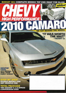 CHEVY HIGH PERFORMANCE 2009 AUG - 2010 CAMARO, A/C,STEREO INSTALL, 5&6 SP CONV